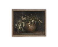 Vintage Framed Canvas Art // Framed Vintage Floral Print // Vintage Greens Painting // Still Life Botanical Farmhouse print //#BOT-164