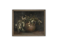 Vintage Framed Canvas Art // Framed Vintage Floral Print // Vintage Greens Painting // Still Life Botanical Farmhouse print //#BOT-164