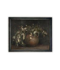 Vintage Framed Canvas Art // Framed Vintage Floral Print // Vintage Greens Painting // Still Life Botanical Farmhouse print //#BOT-164