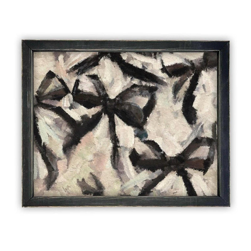 Vintage Framed Canvas Art // Framed Fashion Print // Vintage Painting // Abstract Black Bow Art // Girls Room or Nursery print //#MSC-106