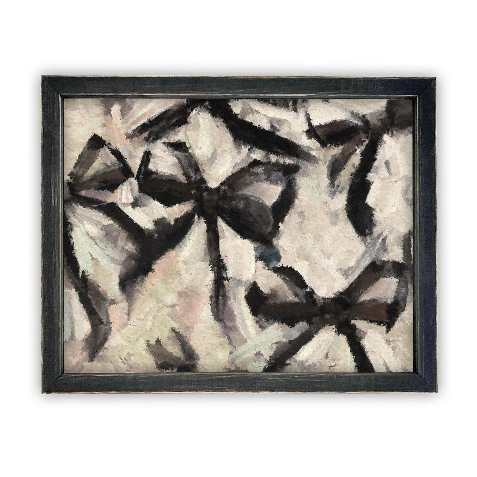 READY to SHIP 8x10 Framed Canvas Print: Abstract Black Bow Fashion Art