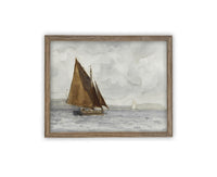 READY to SHIP 12x16 Vintage Nautical Canvas Print: Sailboat Art, Beach House Decor