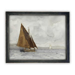 Vintage Framed Canvas Art // Framed Vintage Nautical Print // Vintage Painting // Sailboat Art // Beach House print //#COAS-146