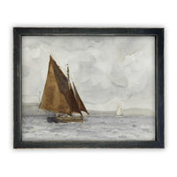 READY to SHIP 11x14 Vintage Nautical Canvas Print: Sailboat Art, Beach House Decor