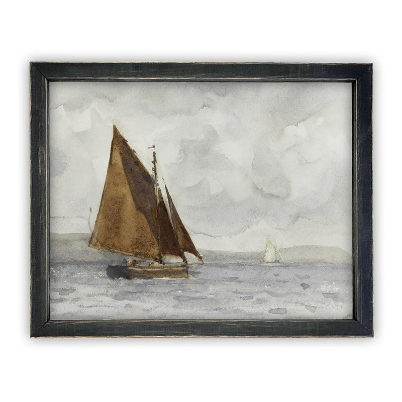 READY to SHIP 11x14 Vintage Nautical Canvas Print: Sailboat Art, Beach House Decor