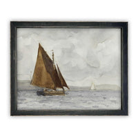 READY to SHIP 12x16 Vintage Nautical Canvas Print: Sailboat Art, Beach House Decor