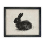 Vintage Framed Canvas Art // Framed Vintage Print // Vintage Black Bunny Rabbit Sketch // Easter Drawing // Farmhouse print //#A-188