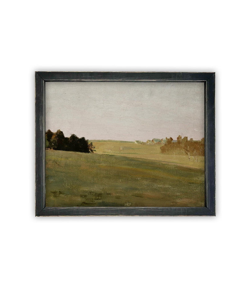 Vintage Framed Canvas Art // Framed Vintage Print // Vintage Painting // Vintage Green Landscape // Farmhouse print //#LAN-264