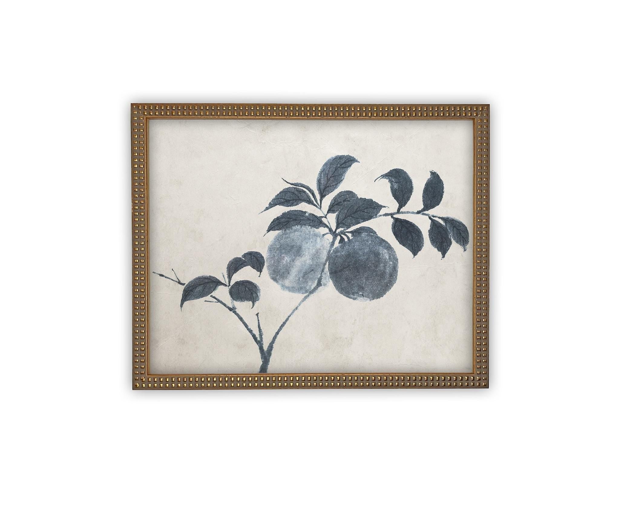 Vintage Framed Canvas Art // Framed Vintage Floral Print // Vintage Apple Branch Painting // Still Life Botanical Cottage print //#BOT-163