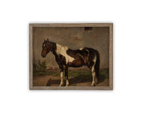Vintage Framed Canvas Art // Framed Vintage Print // Vintage Painting // Vintage Horse Art// Farmhouse print //#A-192