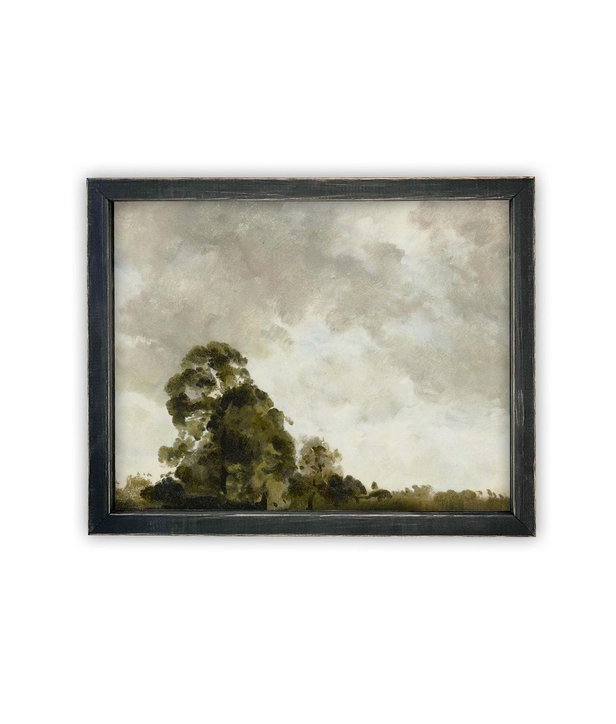 Vintage Framed Canvas Art // Framed Vintage Print // Vintage Painting // Vintage Green Moody Landscape // Farmhouse print //#LAN-272