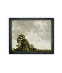 Vintage Framed Canvas Art // Framed Vintage Print // Vintage Painting // Vintage Green Moody Landscape // Farmhouse print //#LAN-272