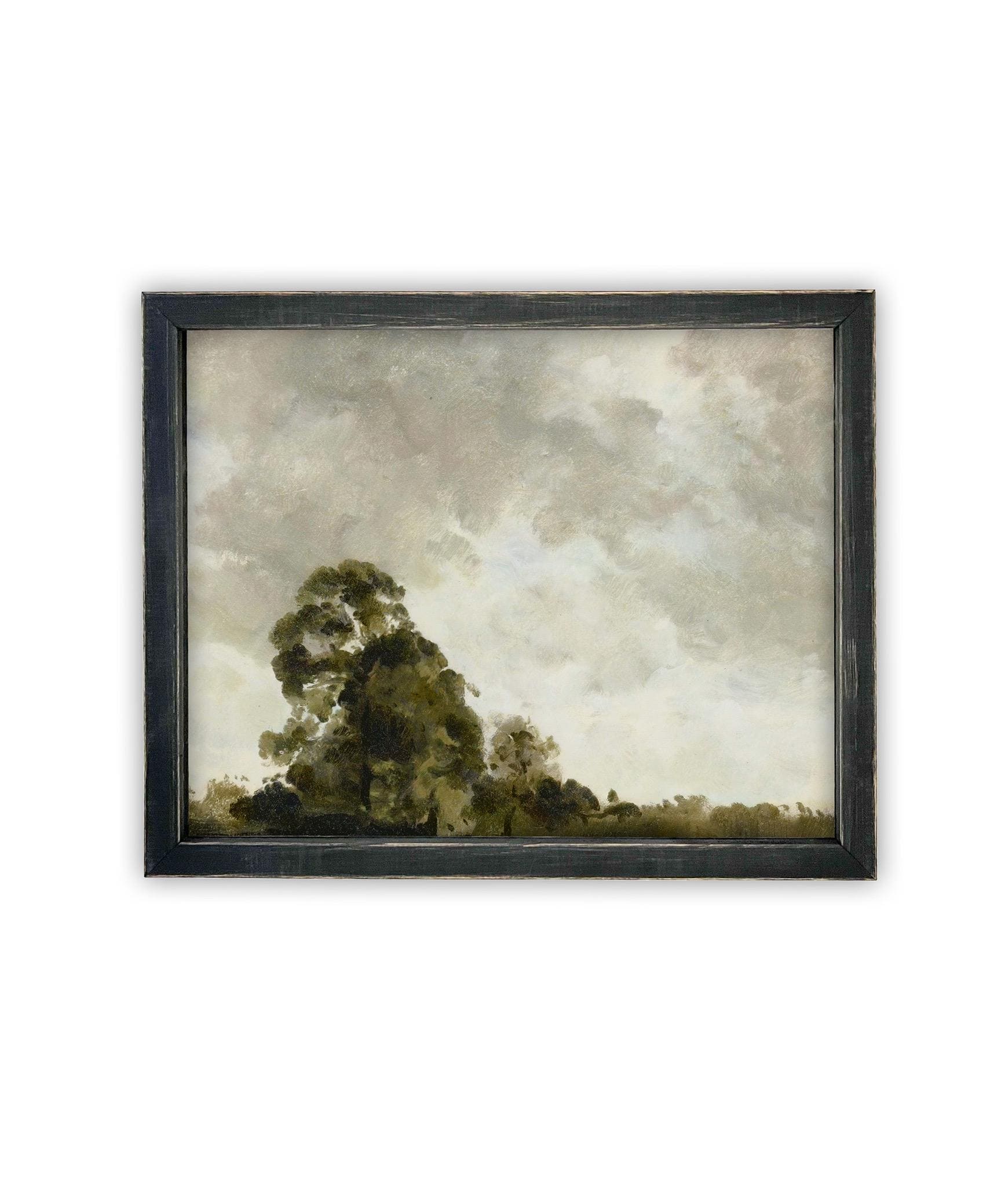 Vintage Framed Canvas Art // Framed Vintage Print // Vintage Painting // Vintage Green Moody Landscape // Farmhouse print //#LAN-272