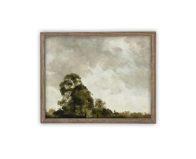 Vintage Framed Canvas Art // Framed Vintage Print // Vintage Painting // Vintage Green Moody Landscape // Farmhouse print //#LAN-272
