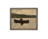 READY to SHIP 11x14 Canvas Lake Landscape Print: Vintage Cabin Art