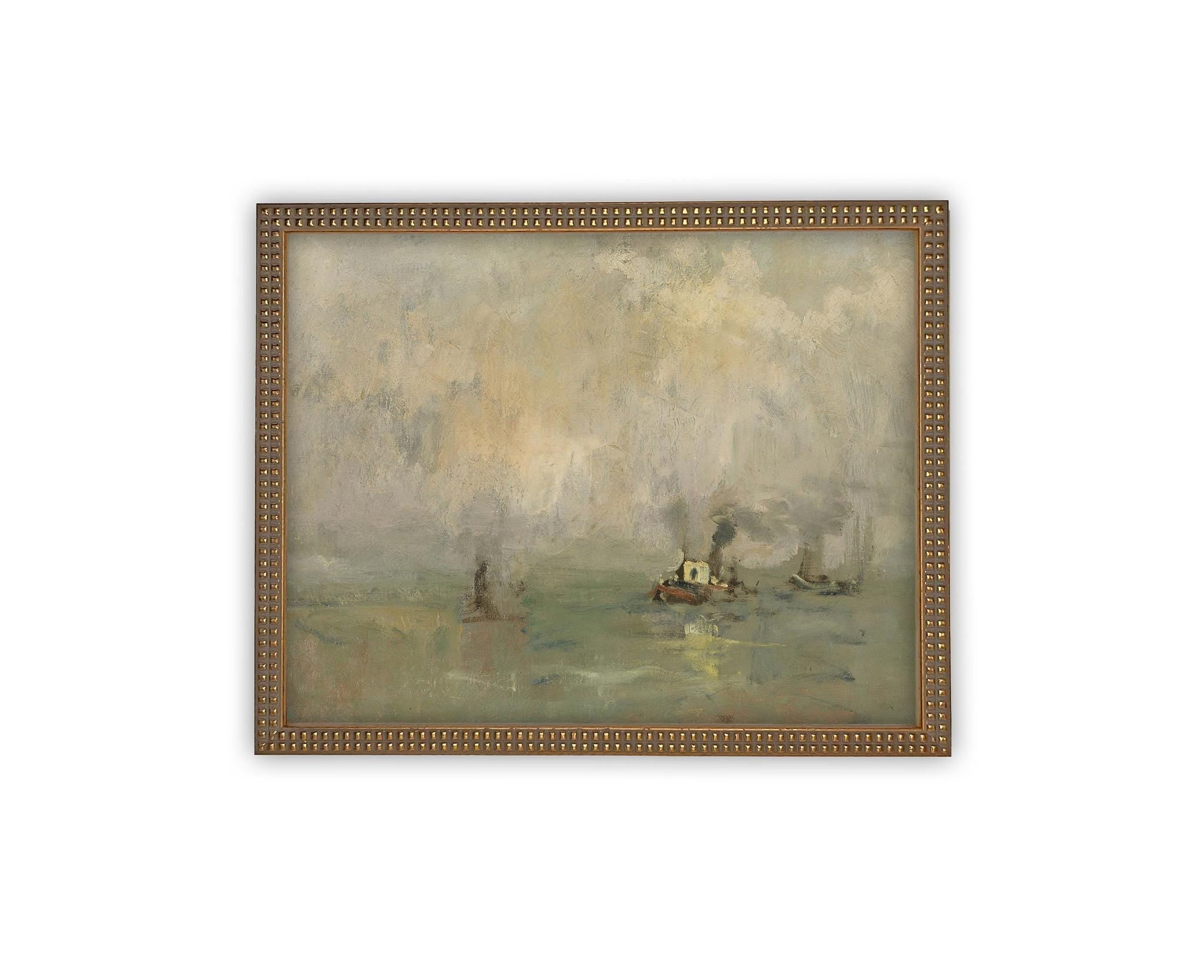 Vintage Framed Canvas Art // Framed Vintage Print // Vintage Framed Oil Painting // Coastal Beach Art // Beach House Print // #COAS-149