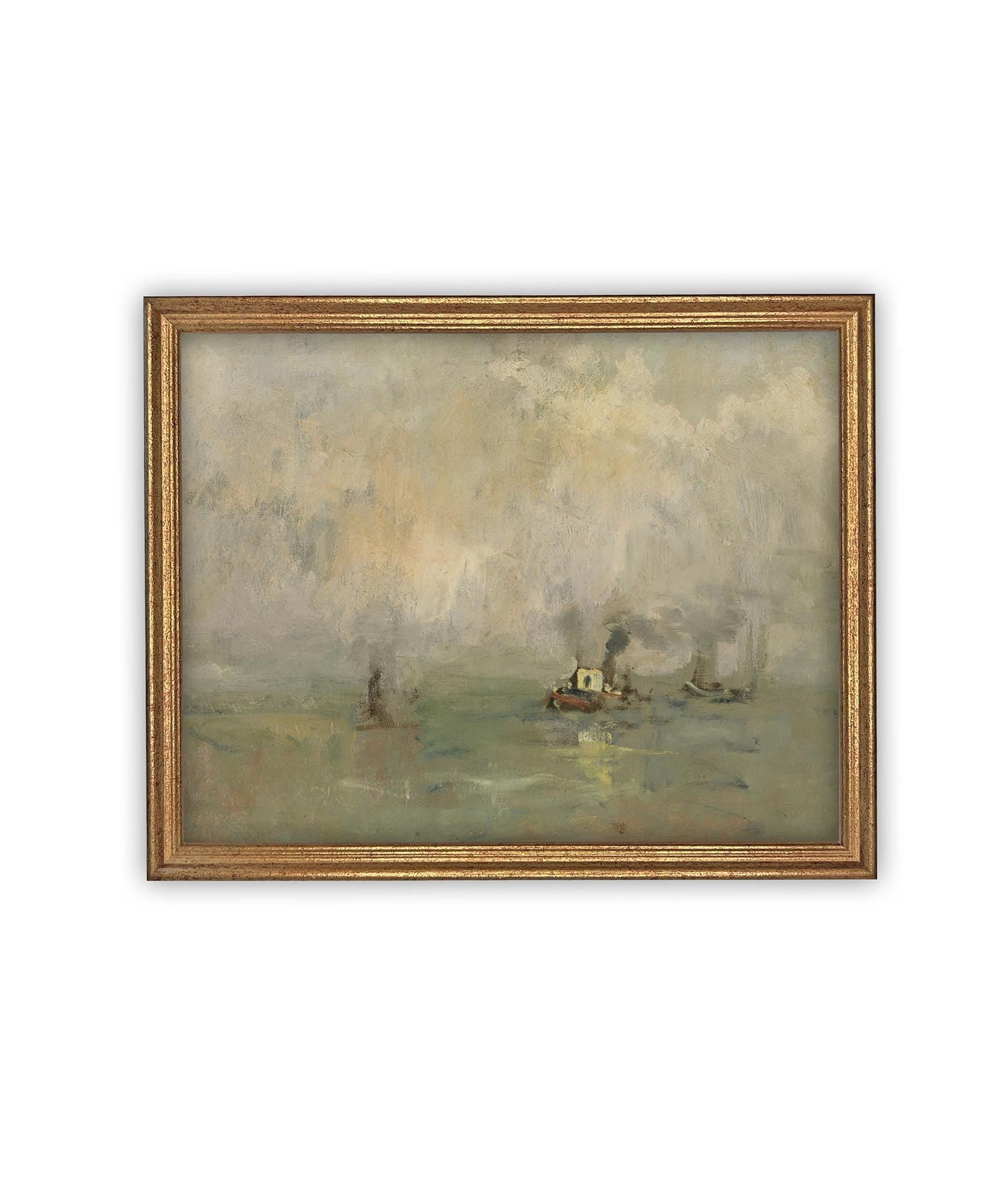 Vintage Framed Canvas Art // Framed Vintage Print // Vintage Framed Oil Painting // Coastal Beach Art // Beach House Print // #COAS-149