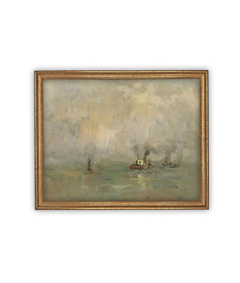 Vintage Framed Canvas Art // Framed Vintage Print // Vintage Framed Oil Painting // Coastal Beach Art // Beach House Print // #COAS-149