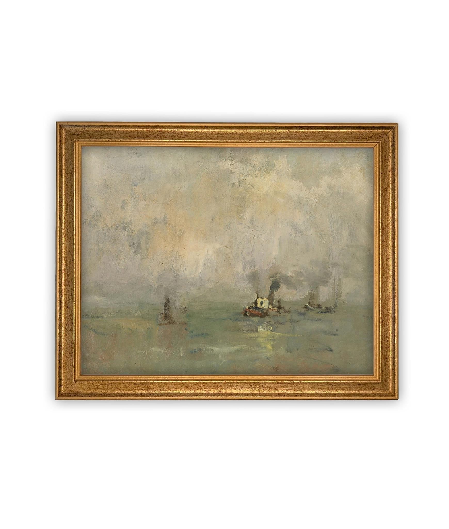 Vintage Framed Canvas Art // Framed Vintage Print // Vintage Framed Oil Painting // Coastal Beach Art // Beach House Print // #COAS-149