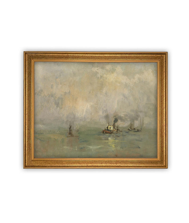 Vintage Framed Canvas Art // Framed Vintage Print // Vintage Framed Oil Painting // Coastal Beach Art // Beach House Print // #COAS-149