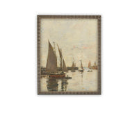 Vintage Framed Canvas Art // Framed Vintage Nautical Print // Vintage Painting // Sailboat Art // Beach House print //#COAS-147