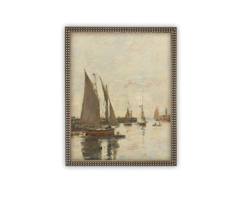 Vintage Framed Canvas Art // Framed Vintage Nautical Print // Vintage Painting // Sailboat Art // Beach House print //#COAS-147