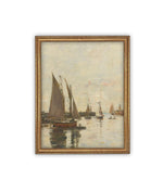 Vintage Framed Canvas Art // Framed Vintage Nautical Print // Vintage Painting // Sailboat Art // Beach House print //#COAS-147