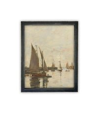 Vintage Framed Canvas Art // Framed Vintage Nautical Print // Vintage Painting // Sailboat Art // Beach House print //#COAS-147