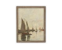 Vintage Framed Canvas Art // Framed Vintage Nautical Print // Vintage Painting // Sailboat Art // Beach House print //#COAS-147