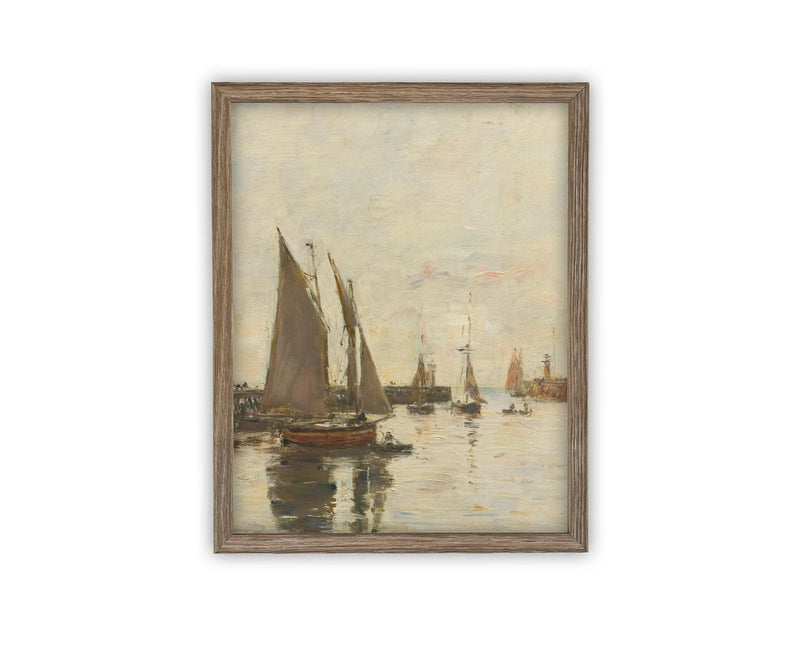 Vintage Framed Canvas Art // Framed Vintage Nautical Print // Vintage Painting // Sailboat Art // Beach House print //#COAS-147