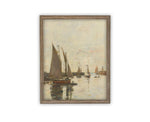 Vintage Framed Canvas Art // Framed Vintage Nautical Print // Vintage Painting // Sailboat Art // Beach House print //#COAS-147