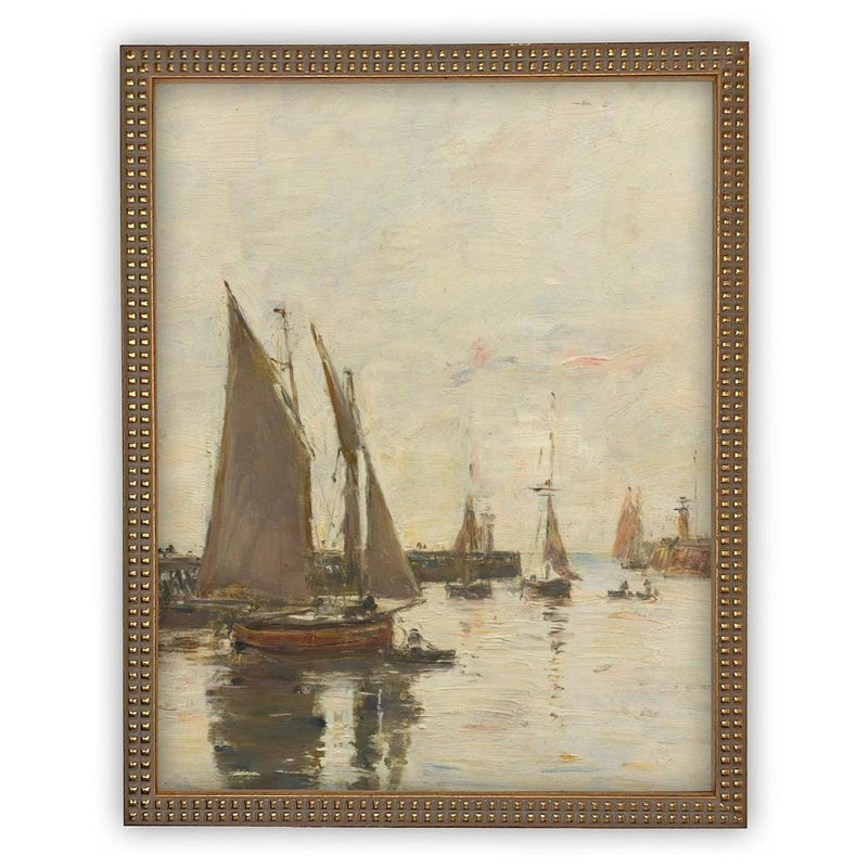 READY to SHIP 11x14 Framed Nautical Canvas Print: Sailboat Art, Beach House Decor