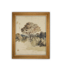 Vintage Framed Canvas Art // Framed Vintage Print // Vintage Painting // Muted Landscape Print // Farmhouse print //#LAN-273