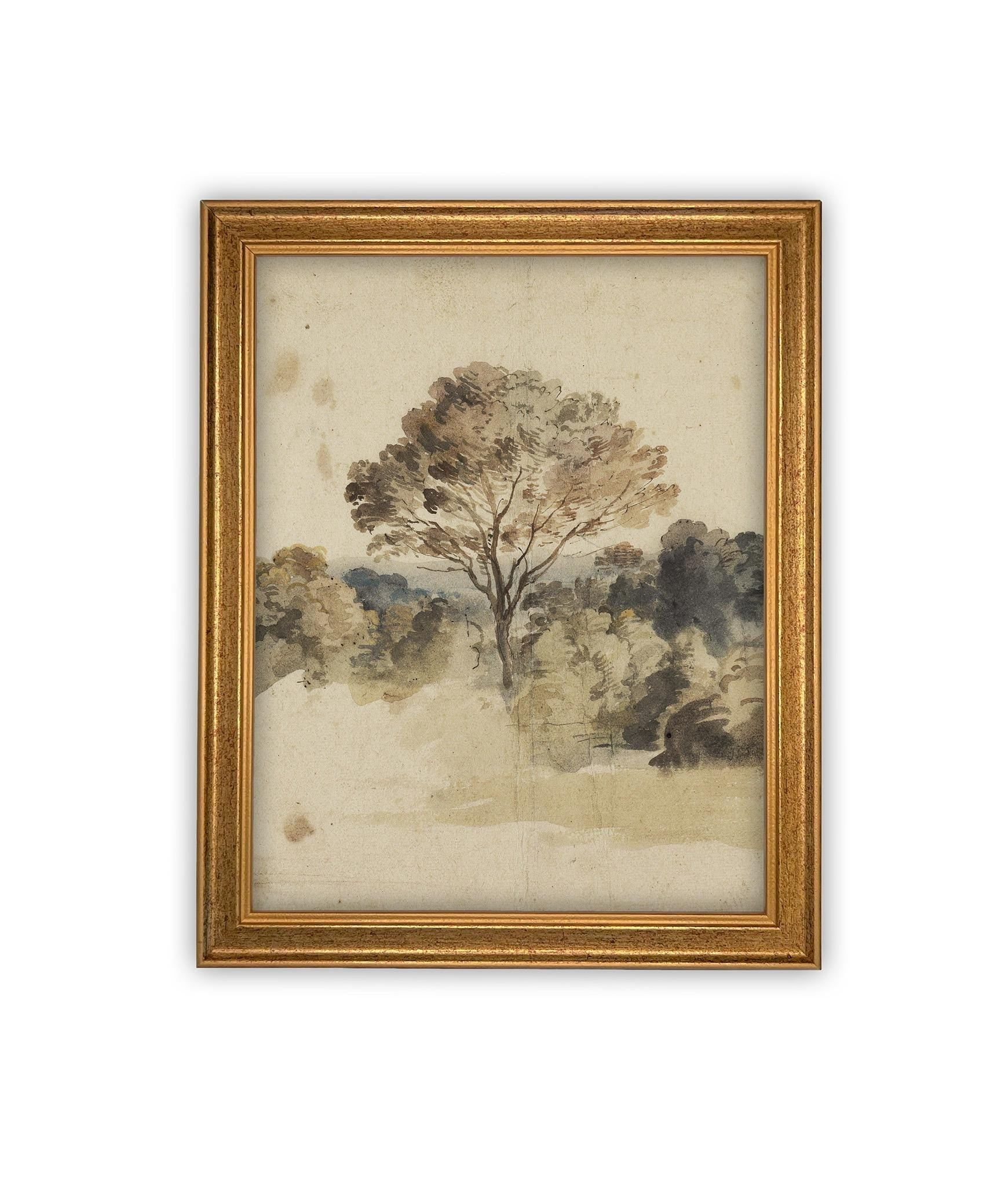 Vintage Framed Canvas Art // Framed Vintage Print // Vintage Painting // Muted Landscape Print // Farmhouse print //#LAN-273