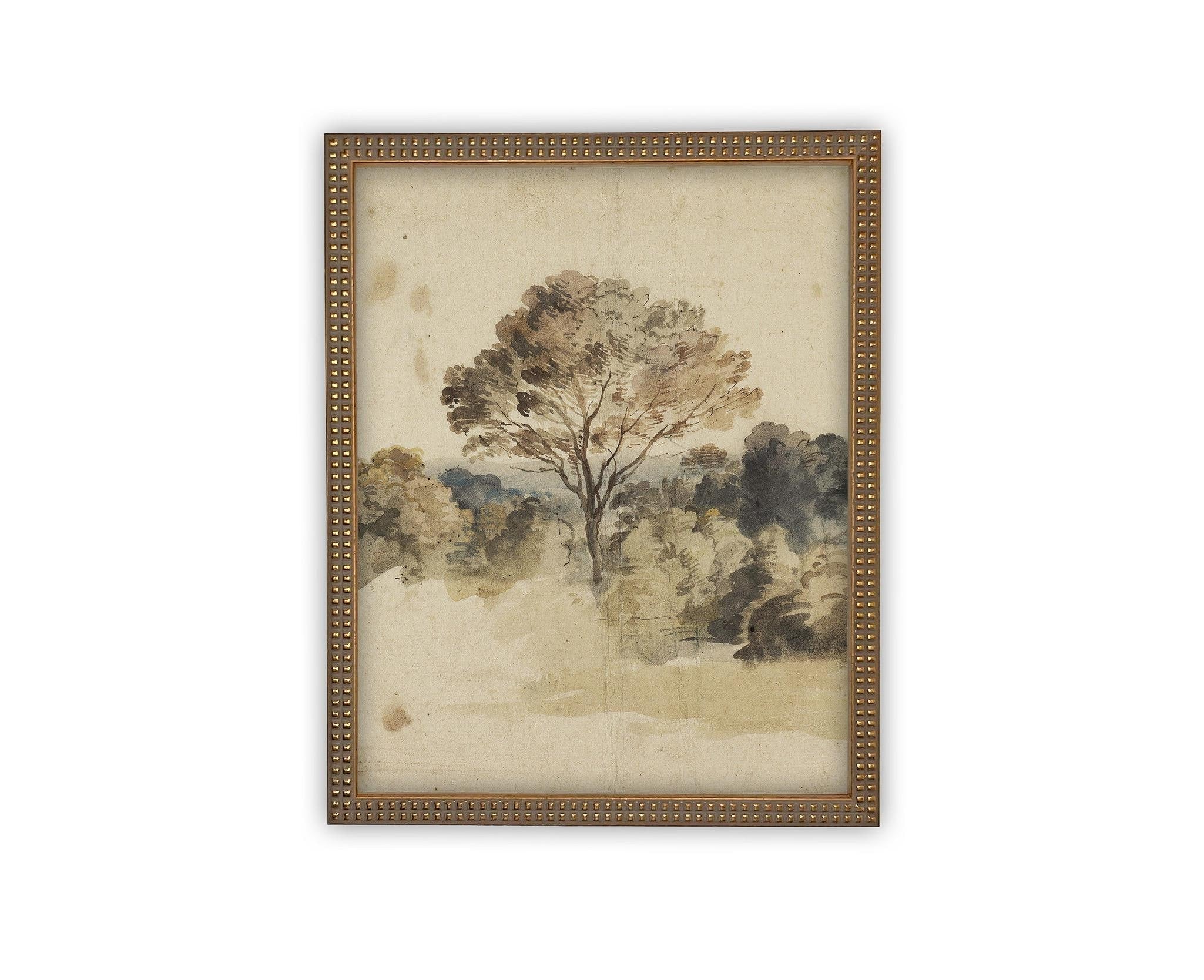 Vintage Framed Canvas Art // Framed Vintage Print // Vintage Painting // Muted Landscape Print // Farmhouse print //#LAN-273
