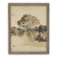 Vintage Framed Canvas Art // Framed Vintage Print // Vintage Painting // Muted Landscape Print // Farmhouse print //#LAN-273