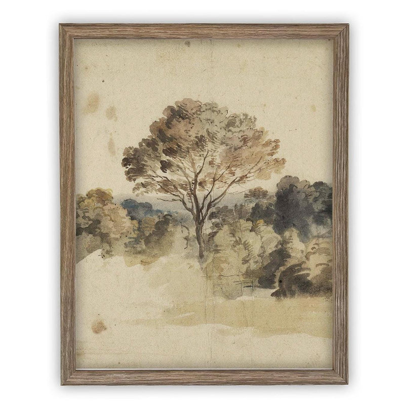 Vintage Framed Canvas Art // Framed Vintage Print // Vintage Painting // Muted Landscape Print // Farmhouse print //#LAN-273