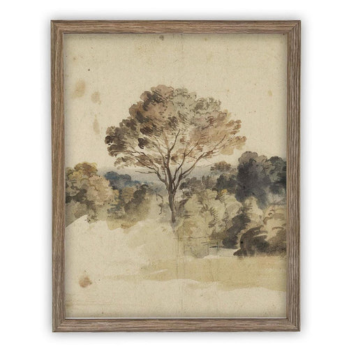 Vintage Framed Canvas Art // Framed Vintage Print // Vintage Painting // Muted Landscape Print // Farmhouse print //#LAN-273