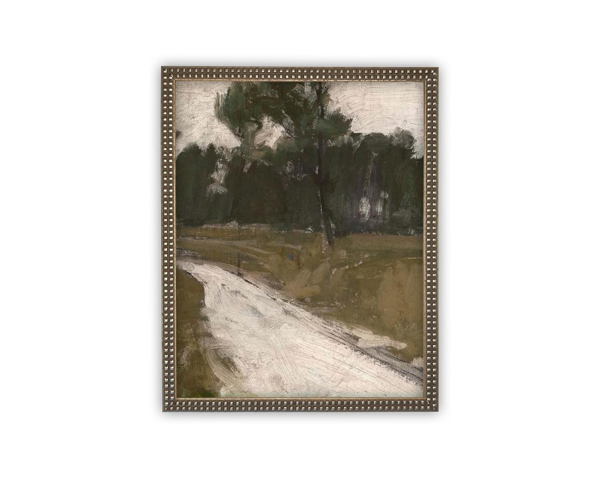 Vintage Framed Canvas Art // Framed Vintage Print // Vintage Painting // Vintage Green Moody Landscape // Farmhouse print //#LAN-274