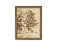 Vintage Framed Canvas Art // Framed Vintage Print // Vintage Painting // Botanical Sketch // Fall Tree//Farmhouse print //#BOT-167