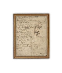 Vintage Framed Canvas Art // Framed Vintage Print // Vintage Painting // Neutral Minimalist Abstract Sketch Art //#MSC-107