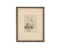 Vintage Framed Canvas Art // Framed Vintage Print // Vintage Painting // Vintage Boat Sketch // Farmhouse print //#COAS-150
