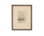 Vintage Framed Canvas Art // Framed Vintage Print // Vintage Painting // Vintage Boat Sketch // Farmhouse print //#COAS-150