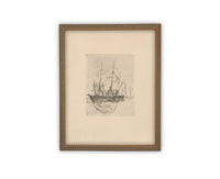 Vintage Framed Canvas Art // Framed Vintage Print // Vintage Painting // Vintage Boat Sketch // Farmhouse print //#COAS-150