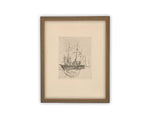 Vintage Framed Canvas Art // Framed Vintage Print // Vintage Painting // Vintage Boat Sketch // Farmhouse print //#COAS-150