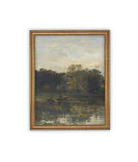 Vintage Framed Canvas Art // Framed Vintage Print Painting // Vintage Green Moody Landscape Set of 3 (sold individually) // #LAN-275