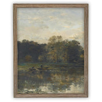 Vintage Framed Canvas Art // Framed Vintage Print Painting // Vintage Green Moody Landscape Set of 3 (sold individually) // #LAN-275