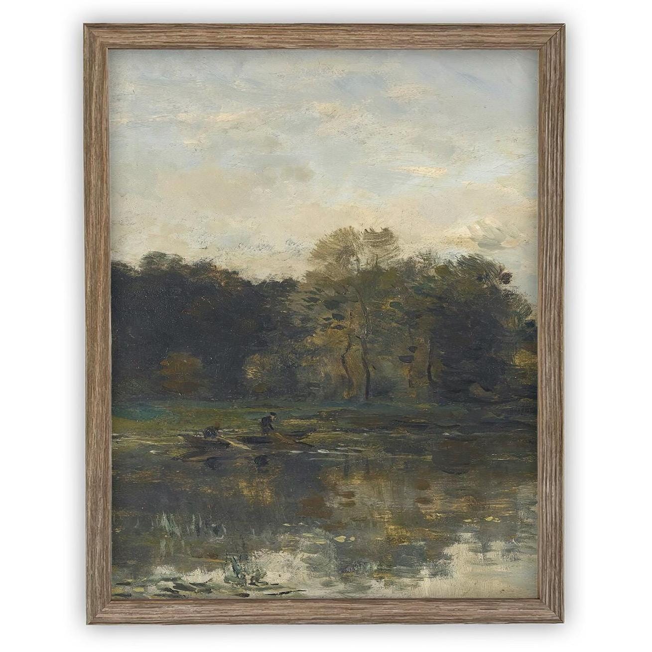 Vintage Framed Canvas Art // Framed Vintage Print Painting // Vintage Green Moody Landscape Set of 3 (sold individually) // #LAN-275