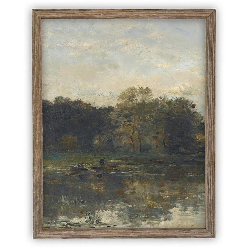 Vintage Framed Canvas Art // Framed Vintage Print Painting // Vintage Green Moody Landscape Set of 3 (sold individually) // #LAN-275