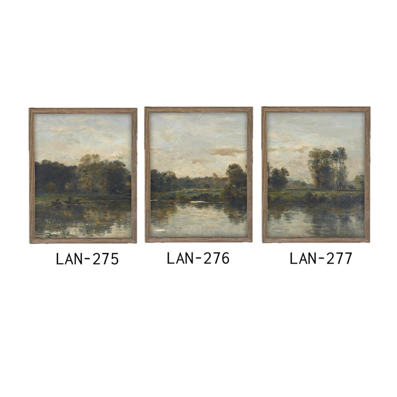 Vintage Framed Canvas Art // Framed Vintage Print Painting // Vintage Green Moody Landscape Set of 3 (sold individually) // #LAN-275